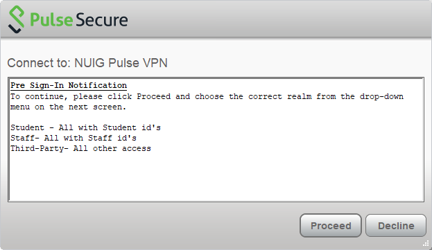 Pulse Connect to NUIG Pulse VPN