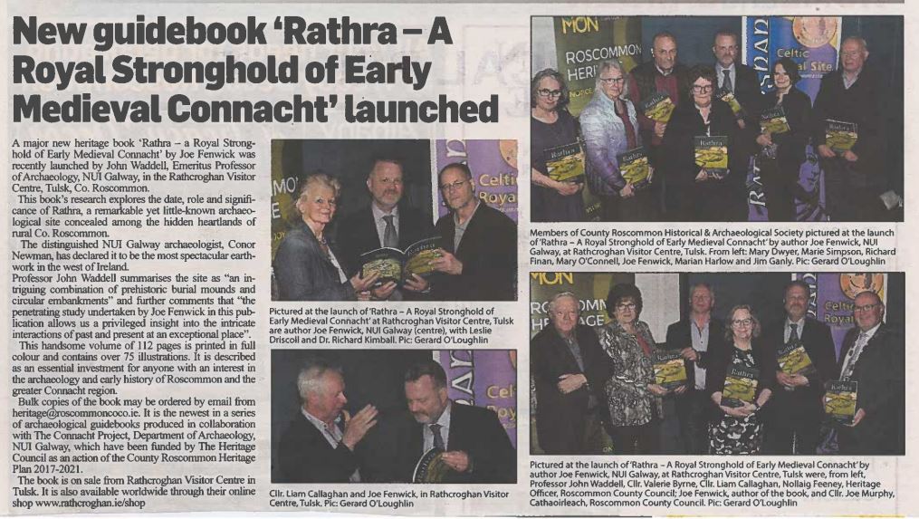 'Rathra: a royal stronghold of early medieval Connacht' by Joe Fenwick book-launch 'Roscommon People' 26-04-2022