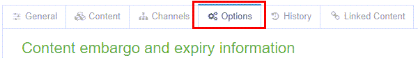 Content Tabs with Options highlighted